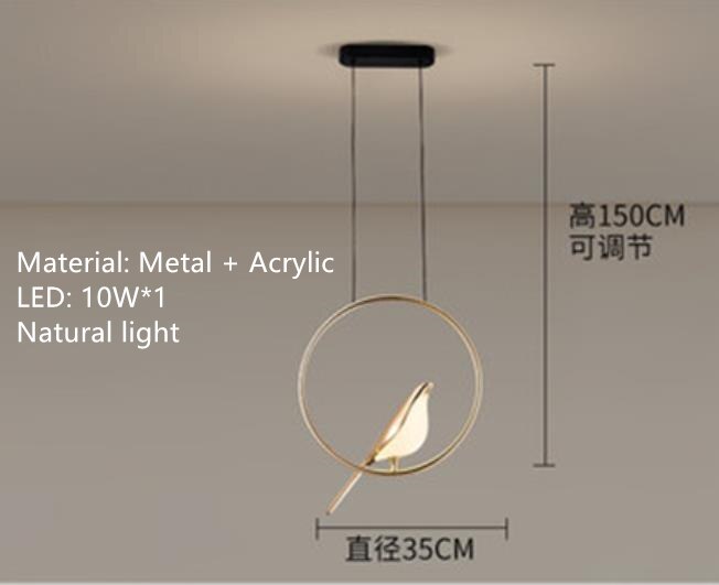 Nordic Golden Bird LED Chandelier Parlor Bar Bedside Hanging Light Fixture Novelty 360 Degree Rotation Replaceable LED Home Deco