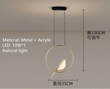 Nordic Golden Bird LED Chandelier Parlor Bar Bedside Hanging Light Fixture Novelty 360 Degree Rotation Replaceable LED Home Deco