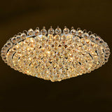 Modern K9 Translucent Crystal Chandelier Circle Ring Flush Mount Hanging Ceiling Light for Living Dining Bedroom