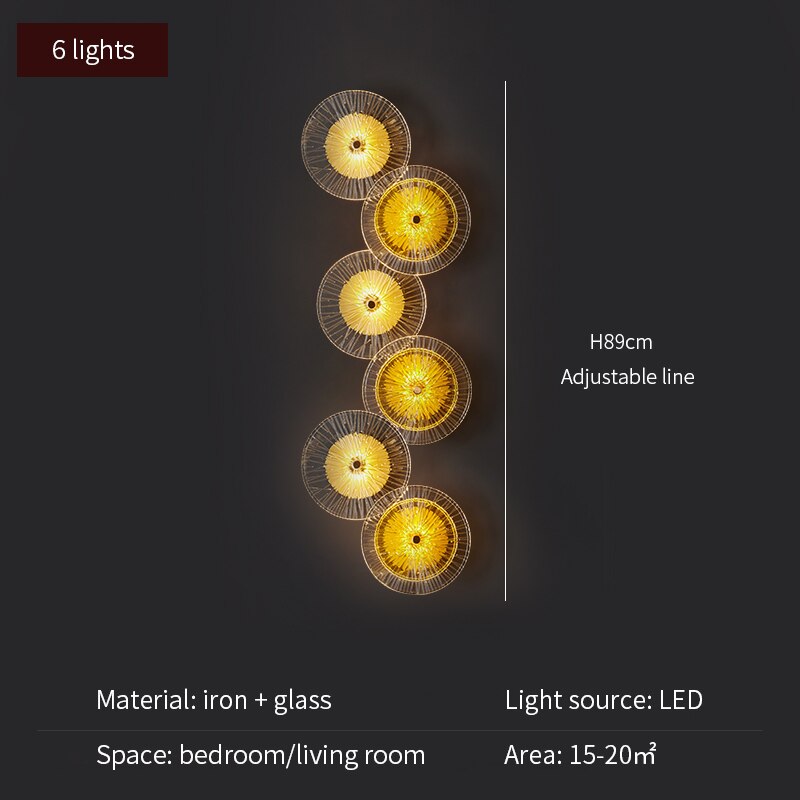 FKL Modern Round Crystal Wall Lamp Glass Combination For Living Room Nordic TV Background LED Lights Bedside Corridor Aisle
