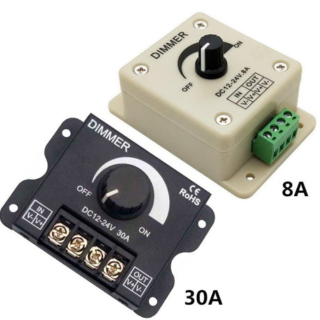 12V 24V Voltage LED Dimmer Switch 8A Plast / 30A Aluminum Regulator Adjustable Controller for Single Color LED Strip Light Lamp
