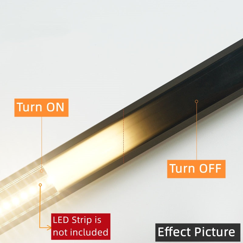 Black Led Aluminum Profile U/W/V With Milky PC Cover kitchen Cabinet Closet Lamp LED Strip Shelf Light Channel Holder Diffuser