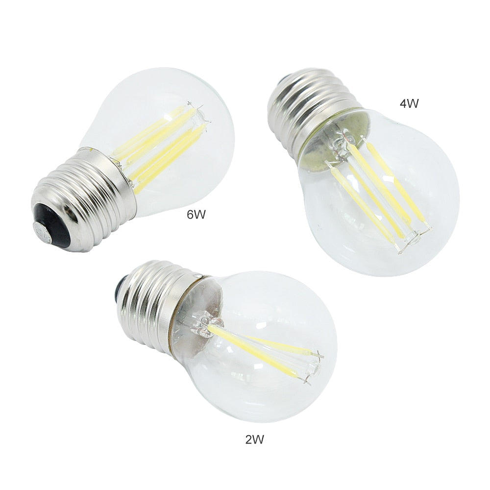 Retro G45 LED 2W 4W 6W Dimmable Filament Light Bulb E27 E14 COB 220V Glass shell Vintage Style Lamp