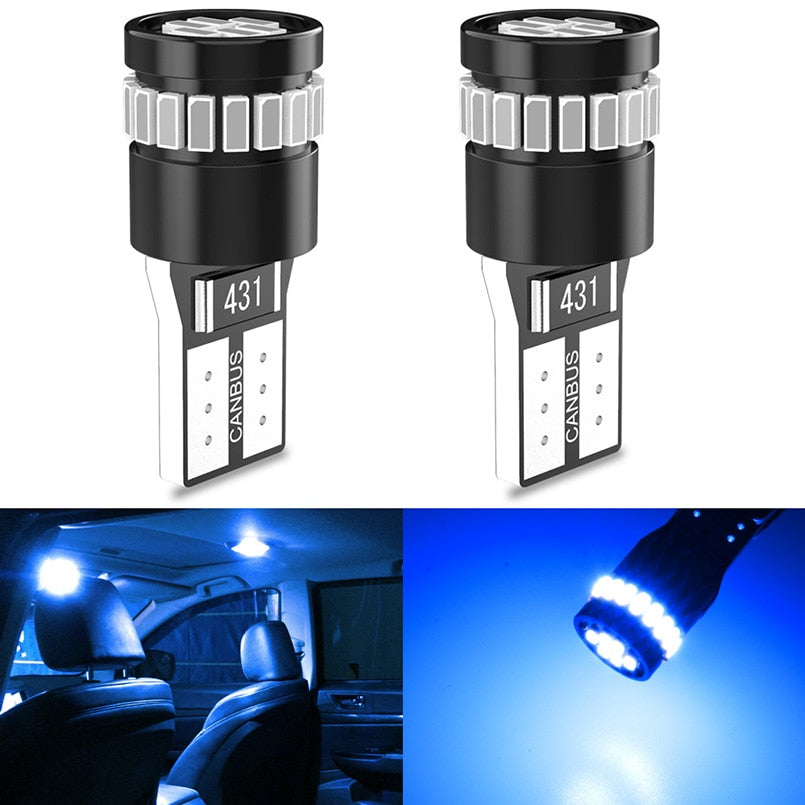 2pcs T10 W5W led Canbus Bulbs 168 194 no error led Parking lights Interior Dome Lights 24SMD 3014 White 12V for Audi BMW Benz
