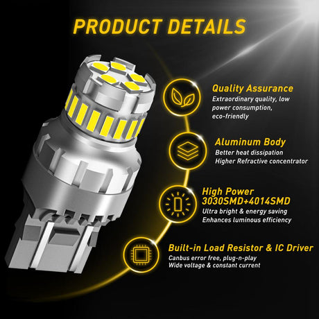  2x 7443 7444 T20 W21/5W LED Light For Lada Kalina Granta Vesta DRL LED Bulbs 12V 6500K White Super Bright 3030 4014 SMD