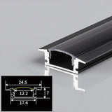 Black Led Aluminum Profile U/W/V With Milky PC Cover kitchen Cabinet Closet Lamp LED Strip Shelf Light Channel Holder Diffuser
