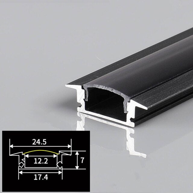 Black Led Aluminum Profile U/W/V With Milky PC Cover kitchen Cabinet Closet Lamp LED Strip Shelf Light Channel Holder Diffuser