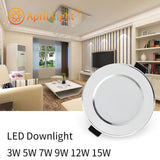 LED Downlight 3W 5W 7W 9W 12W 15W Round Recessed Lamp AC 220V 230V 240V Led Bulb Bedroom Kitchen Indoor LED Spot Lighting