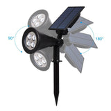 T-SUNRISE Solar Powered 4/7 LED Lamp Adjustable Solar Spotlight In-Ground IP65 Waterproof Landscape Wall Light Outdoor Lighting