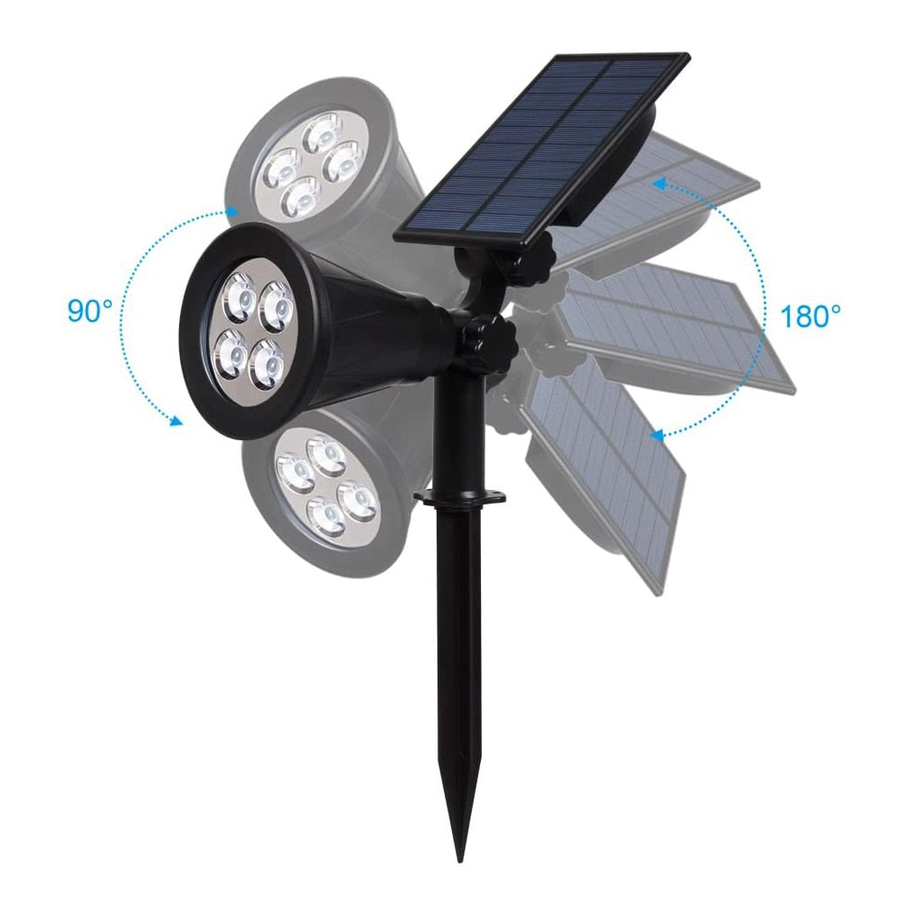 T-SUNRISE Solar Powered 4/7 LED Lamp Adjustable Solar Spotlight In-Ground IP65 Waterproof Landscape Wall Light Outdoor Lighting