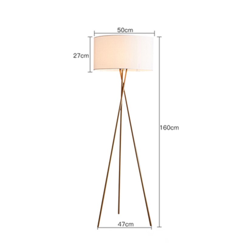 Nordic LED Floor Lamp Modern Tripod Metal Floor Lamps for Living Room Bedroom E27 Stand Light Home Room Decoration Light Fixture