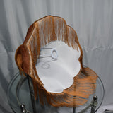 Velvet Lampshade With Tassels Handmade Luxury Retro Caramel Color Italy Style Lamp Shade For Table Lamp Floor Light