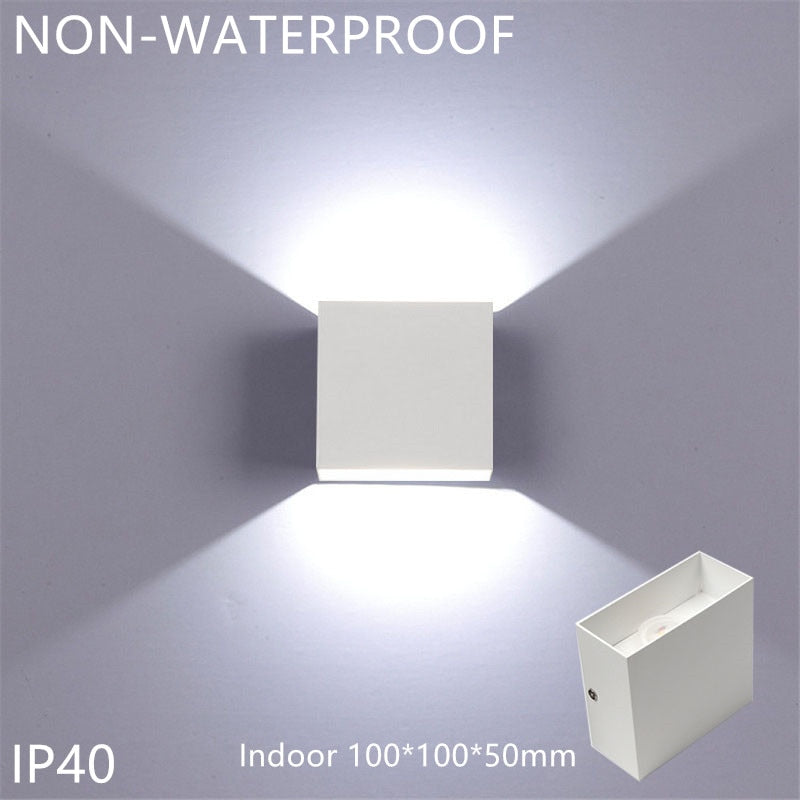 LED Outdoor Wall Lamp Aluminum Balcony Surface Mounted Cube Garden Porch Light Indoor &amp; Exterio IP65 Waterproof Modern Bulbs