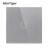 EU Standard Touch Switch 1 Gang 1 Way wall Light Touch Screen Switch Crystal Glass Panel With LED