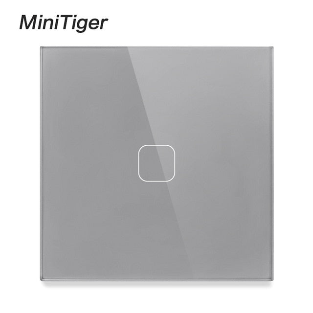 EU Standard Touch Switch 1 Gang 1 Way wall Light Touch Screen Switch Crystal Glass Panel With LED