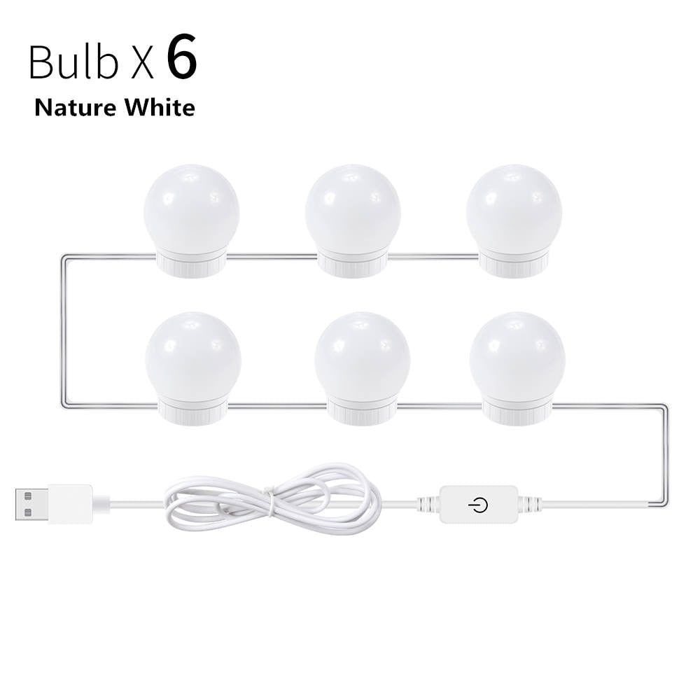 LED Makeup Mirror Light Bulbs USB Hollywood Make up Lamp Vanity Lights Bathroom Dressing Table Lighting Dimmable LED Wall Lamp