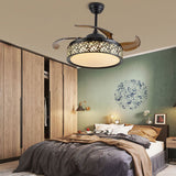 Retractable Fan Chandelier 3 Color Changes 3 Speed Settings Pendant Light with Remote Control