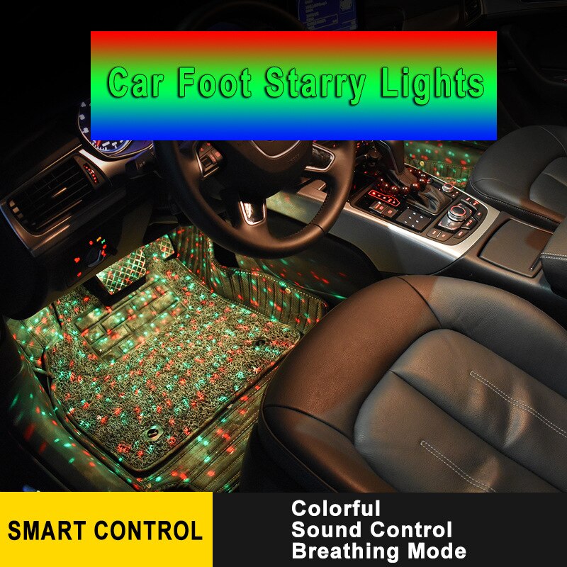 4pcs Car Interior LED RGB Strip Light Styling Decorative Atmosphere Lamps USB Wireless remote control music atmosphere foot lamp