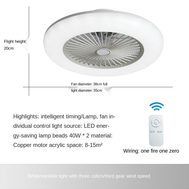 Smart Ceiling Fan Lamp With LED Light and Remote Control Chandelier Electric Roof Fans lighting Living Room 220 v Bedroom Home
