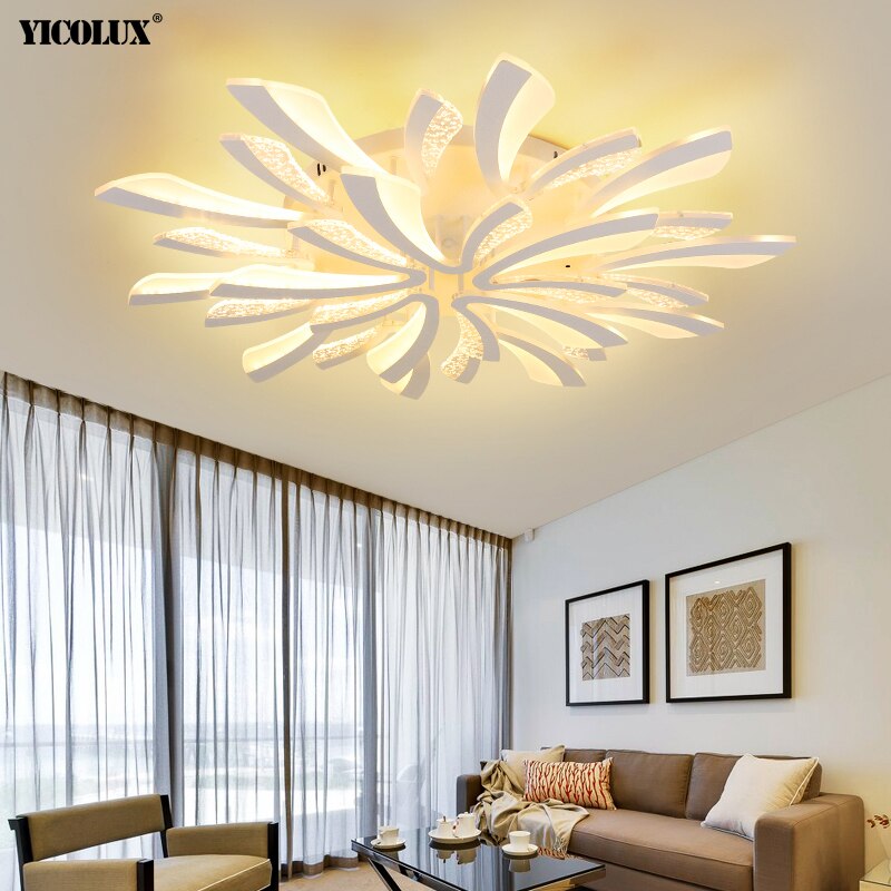 Acrylic New Modern LED Ceiling Lights Living Dining Room Kitchen Bedroom Indoor Lamps Lighting Fixtures With Remote AC 90-260V