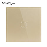 EU Standard Touch Switch 1 Gang 1 Way wall Light Touch Screen Switch Crystal Glass Panel With LED