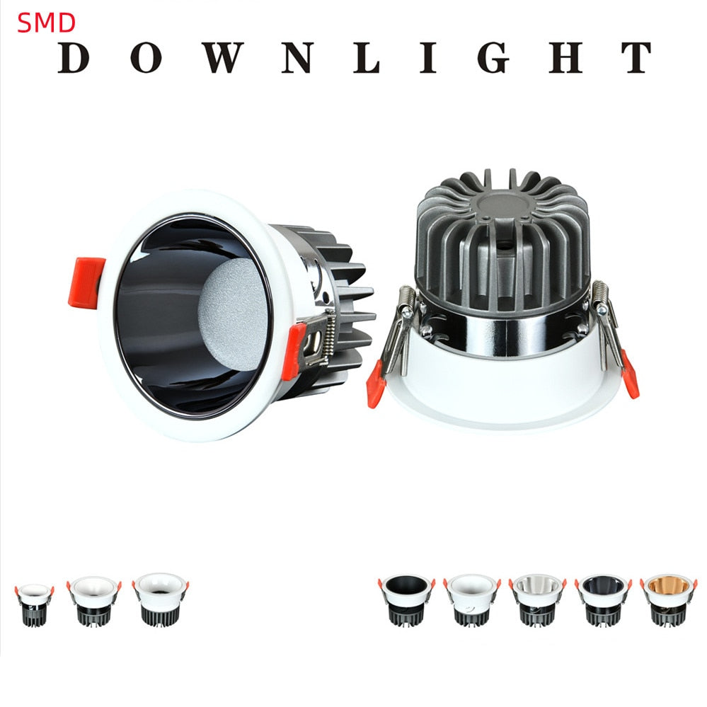 High Quality Aluminum Enclosure Ceiling Recessed SMD 7W 9W 10W 12W 15W 18W 20W 24W LED Downlight for Commercial Home Lighting