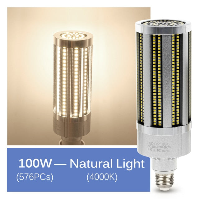 High Quality LED Bulb Whole Body Metal Hight Brightness E27 LED Corn Lamp AC85-265V 20W 35W 50W 100W LED Commercial Lighting