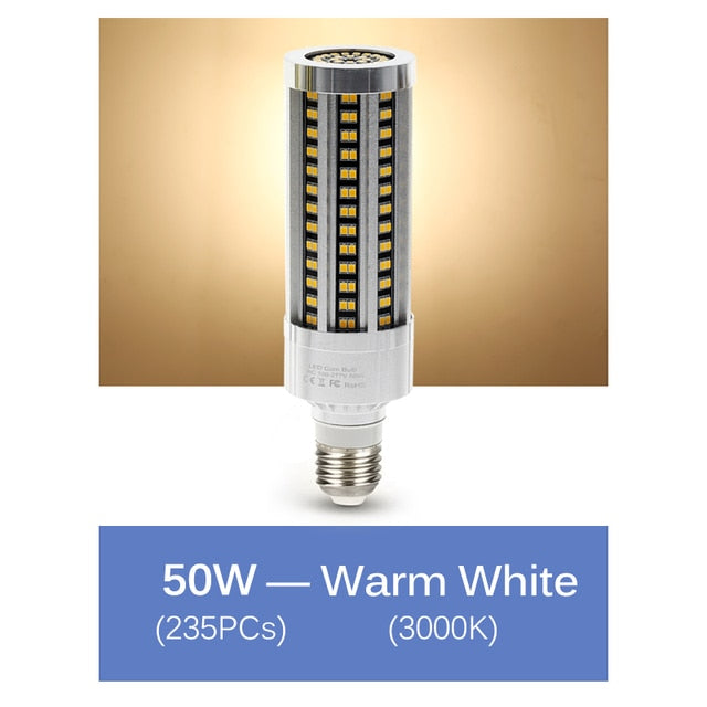 High Quality LED Bulb Whole Body Metal Hight Brightness E27 LED Corn Lamp AC85-265V 20W 35W 50W 100W LED Commercial Lighting
