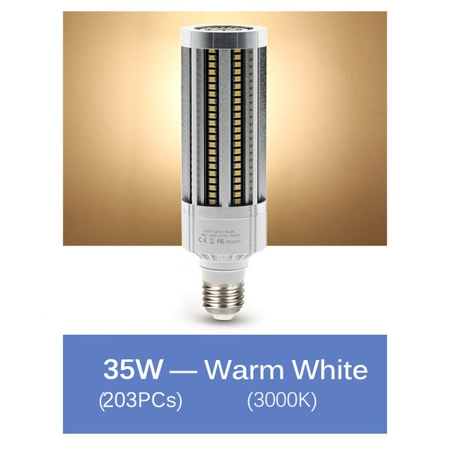 High Quality LED Bulb Whole Body Metal Hight Brightness E27 LED Corn Lamp AC85-265V 20W 35W 50W 100W LED Commercial Lighting