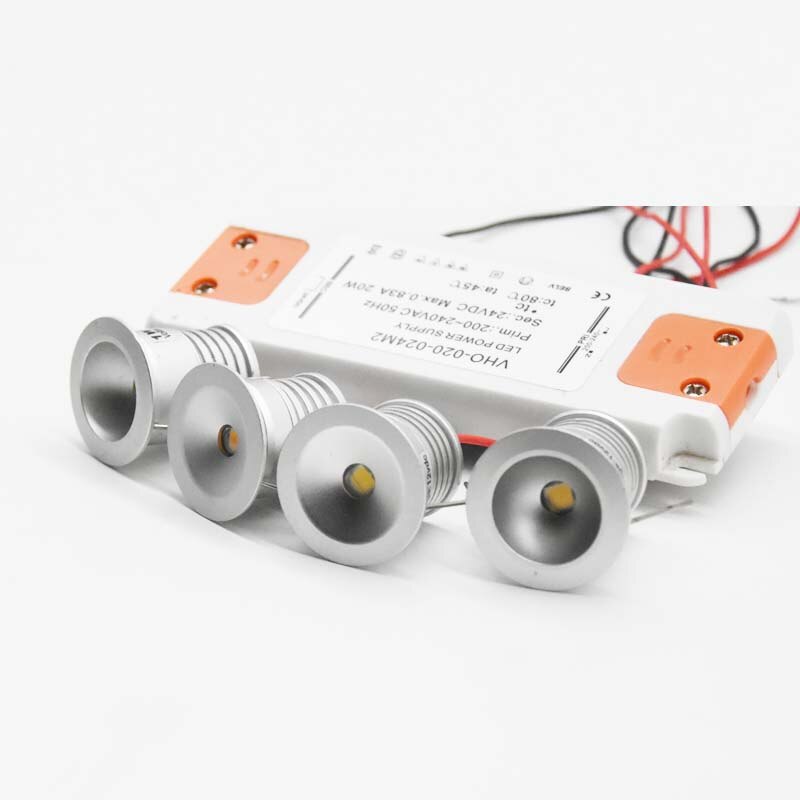 IP65 1W 25mm 12V Mini LED Spot Light + Slim Transformer Outdoor Indoor Garden Sauna Stair Star Light Kitchen Cabinet Lighting