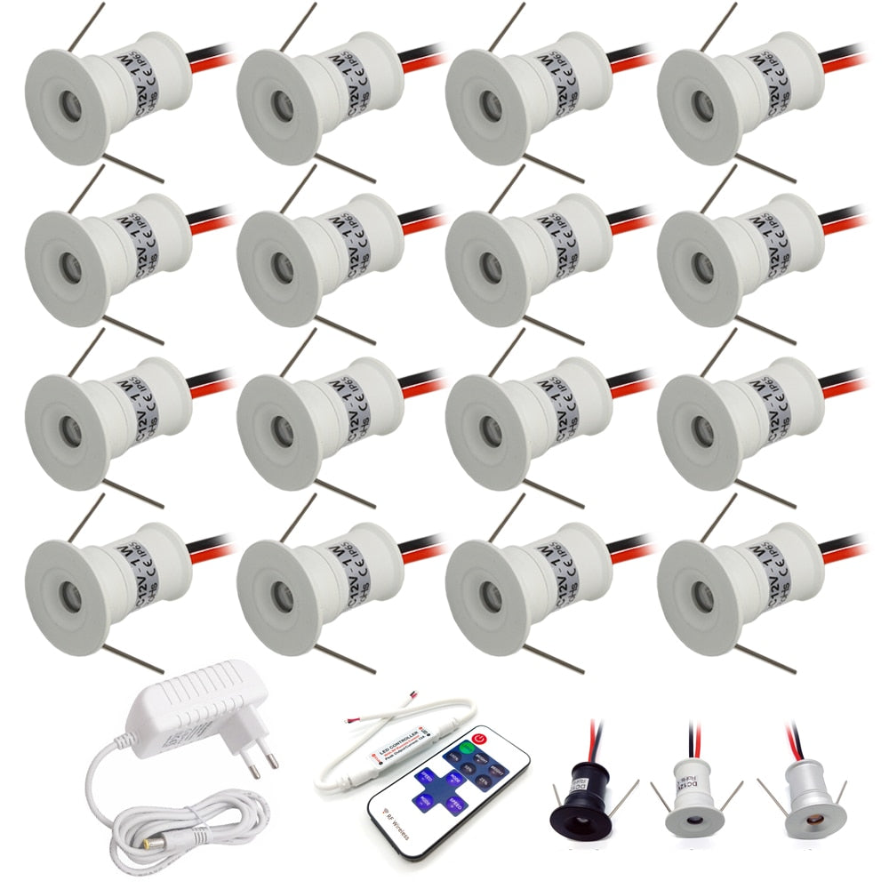 Remote Controlled Downlight IP65 1W Mini LED Downlight with Remote Control Ceiling Spotlight Bedro ...