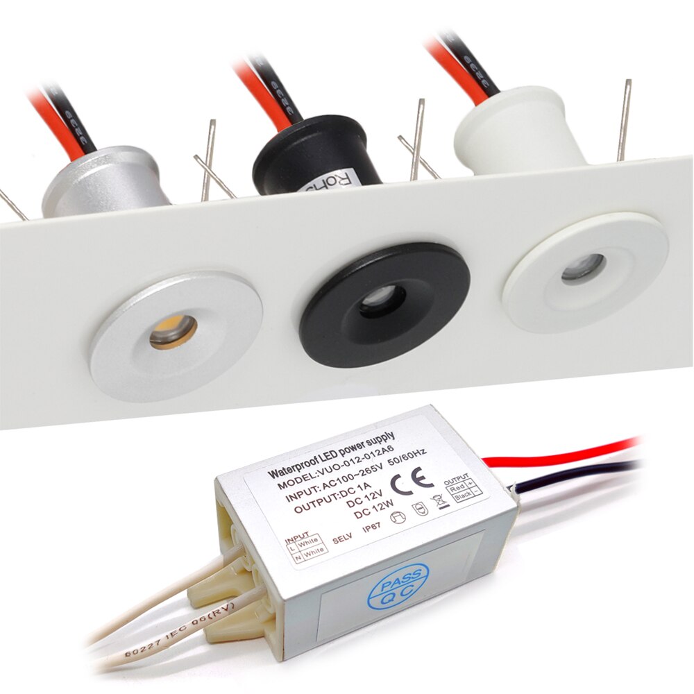 IP65 1W Mini LED Downlight with Transformer Ceiling Spotlight Bedroom Kitchen 12V Focos Spot Light Staircase Cabinet Party Lamps
