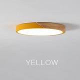 LED Ceiling Light Modern Nordic Round Lamp Wooden Home Living Room Bedroom Study Surface Mounted Lighting Fixture Remote Control