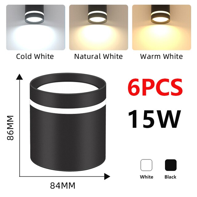 LED Downlight 220V Surface Mounted Spot Lamp 5W 10W 15W LED Spotlights Home Decor Lighting Fixture for Kitchen Store Living Room