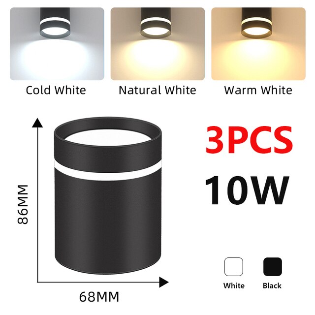 LED Downlight 220V Surface Mounted Spot Lamp 5W 10W 15W LED Spotlights Home Decor Lighting Fixture for Kitchen Store Living Room