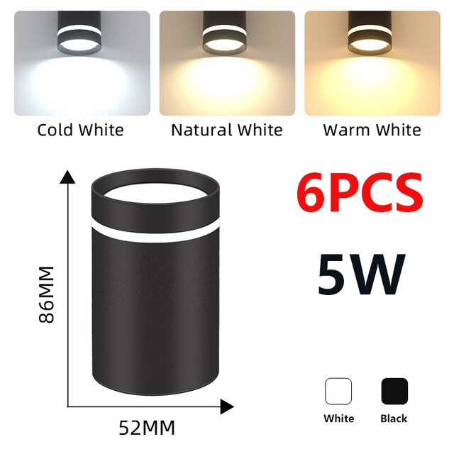 LED Downlight 220V Surface Mounted Spot Lamp 5W 10W 15W LED Spotlights Home Decor Lighting Fixture for Kitchen Store Living Room