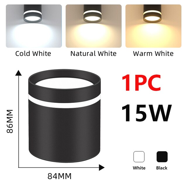 LED Downlight 220V Surface Mounted Spot Lamp 5W 10W 15W LED Spotlights Home Decor Lighting Fixture for Kitchen Store Living Room