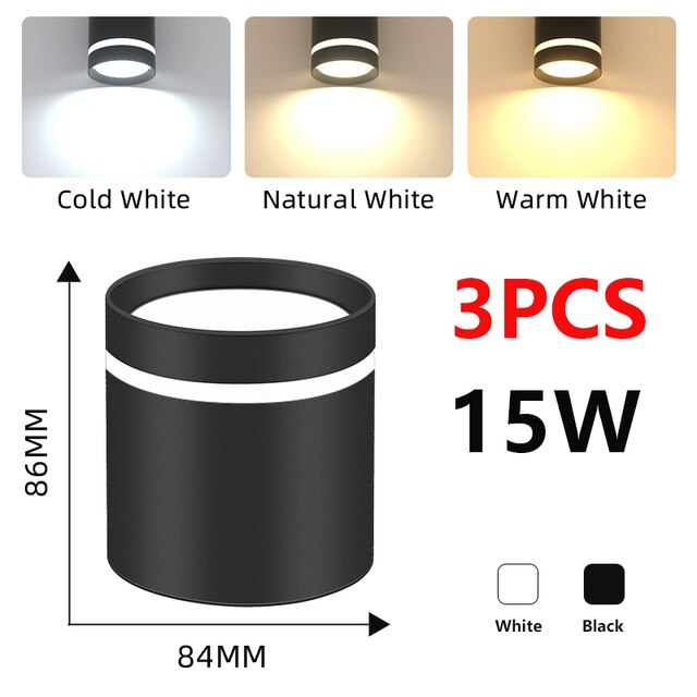 LED Downlight 220V Surface Mounted Spot Lamp 5W 10W 15W LED Spotlights Home Decor Lighting Fixture for Kitchen Store Living Room