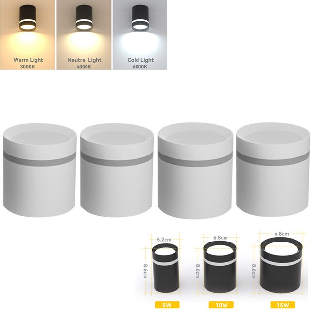 LED Downlight 220v Spot Led Ceiling 5W 10W 15W Surface Mounted Ceiling Spots Lamp Indoor Spotlight For Home Room Kitchen Store