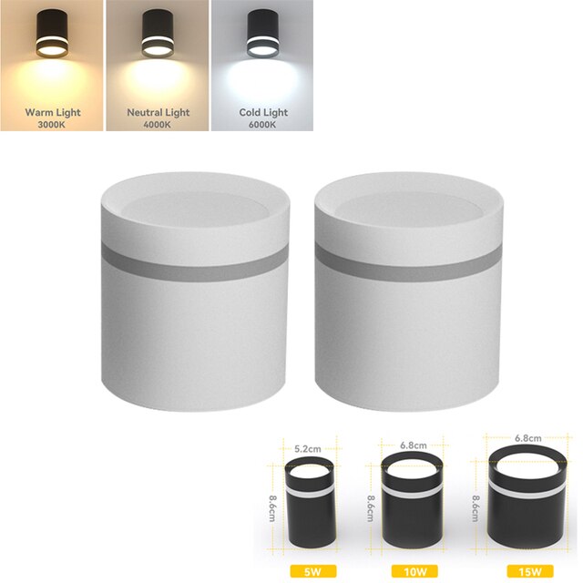 LED Downlight 220v Spot Led Ceiling 5W 10W 15W Surface Mounted Ceiling Spots Lamp Indoor Spotlight For Home Room Kitchen Store