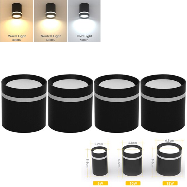 LED Downlight 220v Spot Led Ceiling 5W 10W 15W Surface Mounted Ceiling Spots Lamp Indoor Spotlight For Home Room Kitchen Store