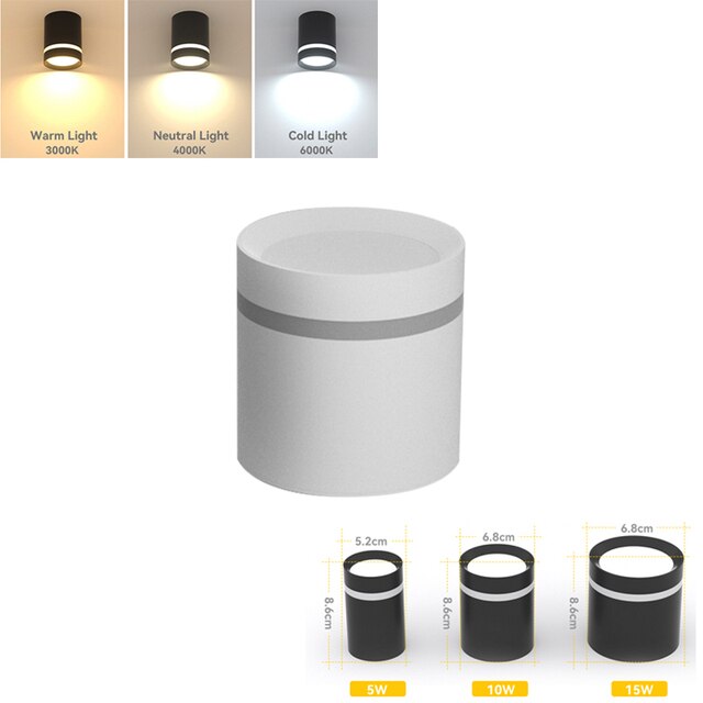 LED Downlight 220v Spot Led Ceiling 5W 10W 15W Surface Mounted Ceiling Spots Lamp Indoor Spotlight For Home Room Kitchen Store