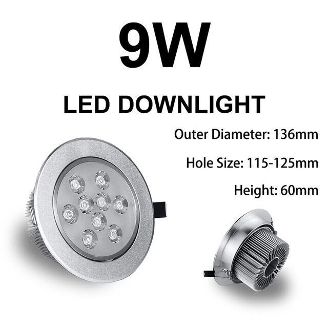 LED Downlight 3W 5W 7W 9W 12W 18W Colorful Red Green Blue Yellow Golden Ceiling Spot Lamp AC85-265V for Hallway Wall Lights