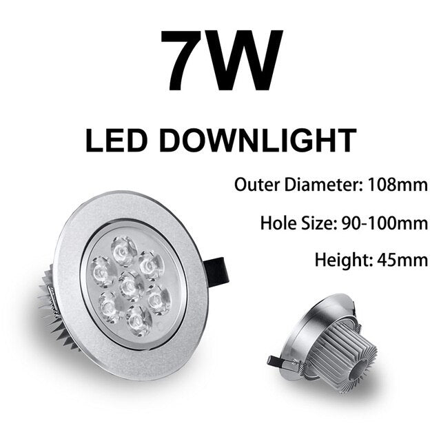 LED Downlight 3W 5W 7W 9W 12W 18W Colorful Red Green Blue Yellow Golden Ceiling Spot Lamp AC85-265V for Hallway Wall Lights