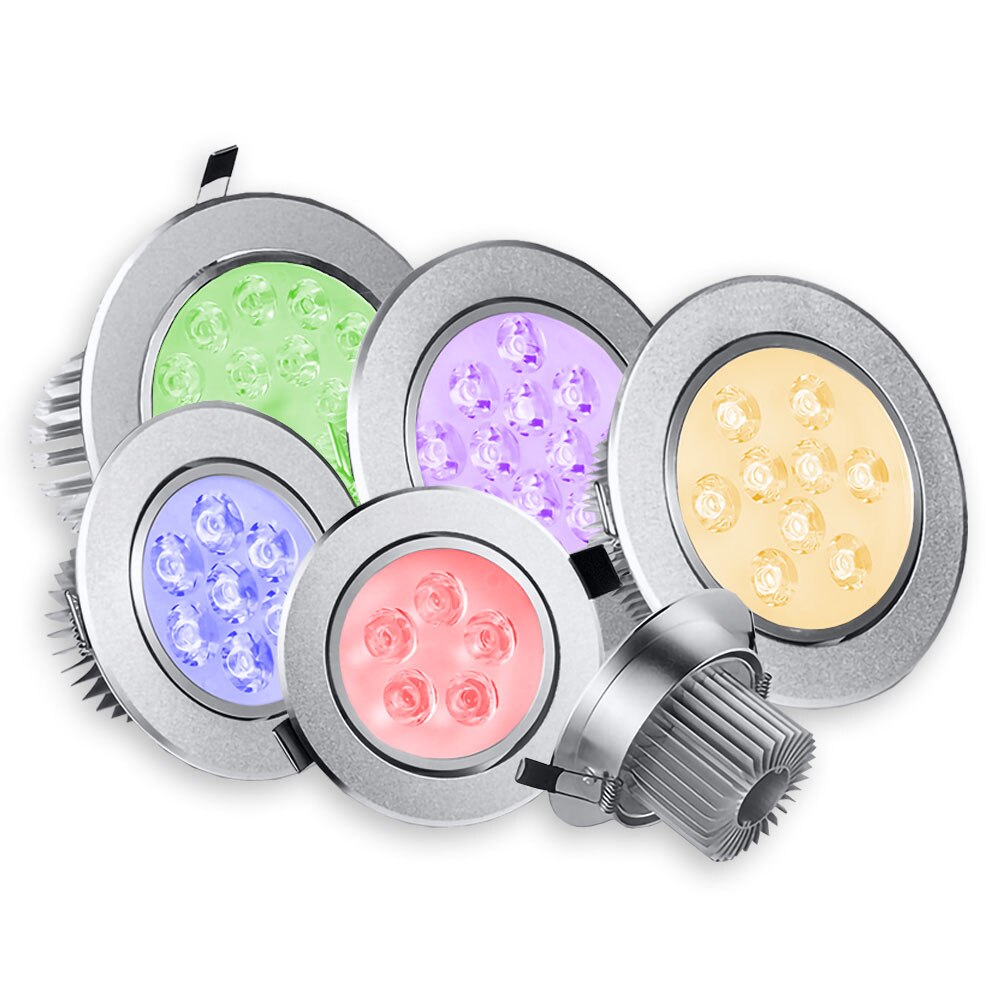 LED Downlight 3W 5W 7W 9W 12W 18W Colorful Red Green Blue Yellow Golden Ceiling Spot Lamp AC85-265V for Hallway Wall Lights