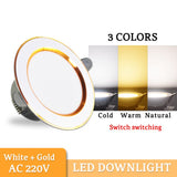 LED Downlight 3W 5W 9W 12W 15W 18W AC220V 240V downlight gold Silver White Ultra Thin Aluminum Round Recessed LED Spot Lighting