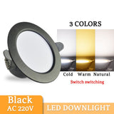 LED Downlight 3W 5W 9W 12W 15W 18W AC220V 240V downlight gold Silver White Ultra Thin Aluminum Round Recessed LED Spot Lighting