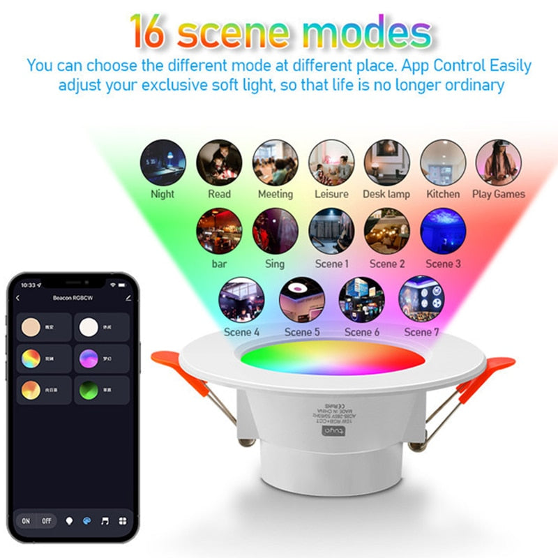LED Downlight WiFi TUYA Smart Life Dimming Spot Bluetooth Lamp 10W 15W RGB Change Warm Cool Light Work With Alexa Google Home