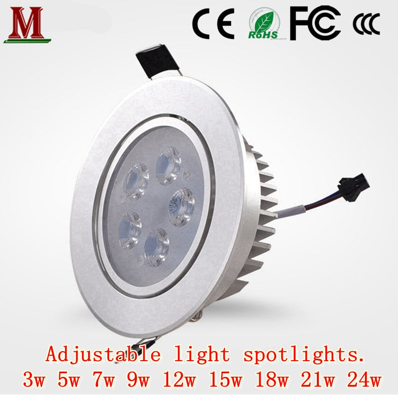 LED SCR Dimming Ceiling Light 3w5w7w9w12w15w18w21w24w High Power Downlight AC85-265v