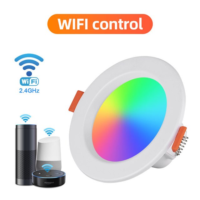 LED WIFI downlight round 15W Bluetooth downlight panel light APP Control indoor recessed downlight 220V colorful ceiling light